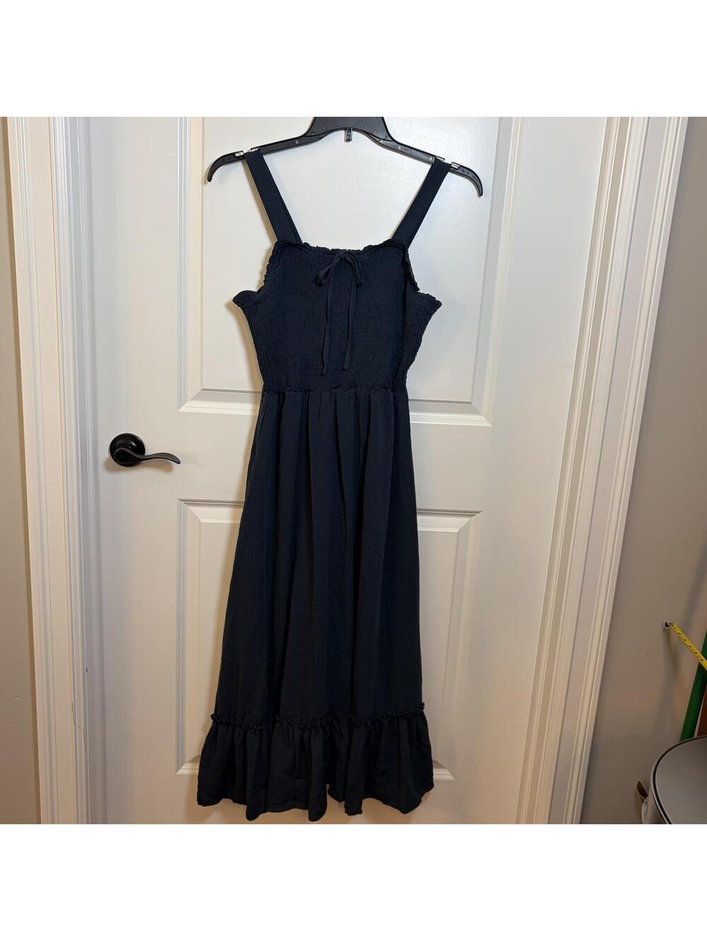 Arolina Navy Smocked Maxi Dress with Spaghetti Straps